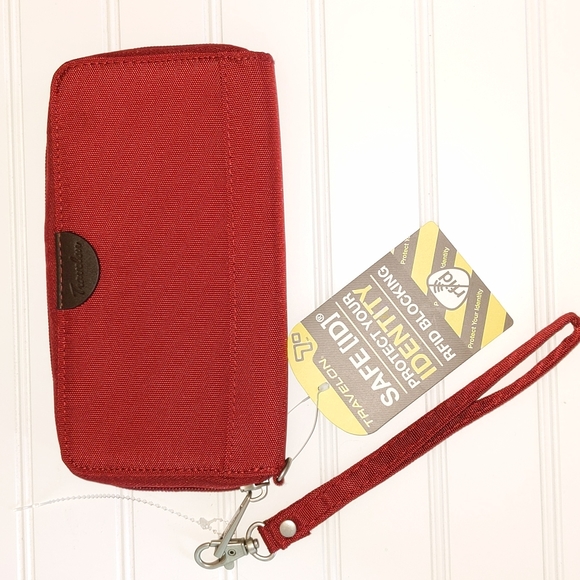 Travelon Handbags - Travelon Red RFID Blocking Zipper Wallet with Wrist Strap New